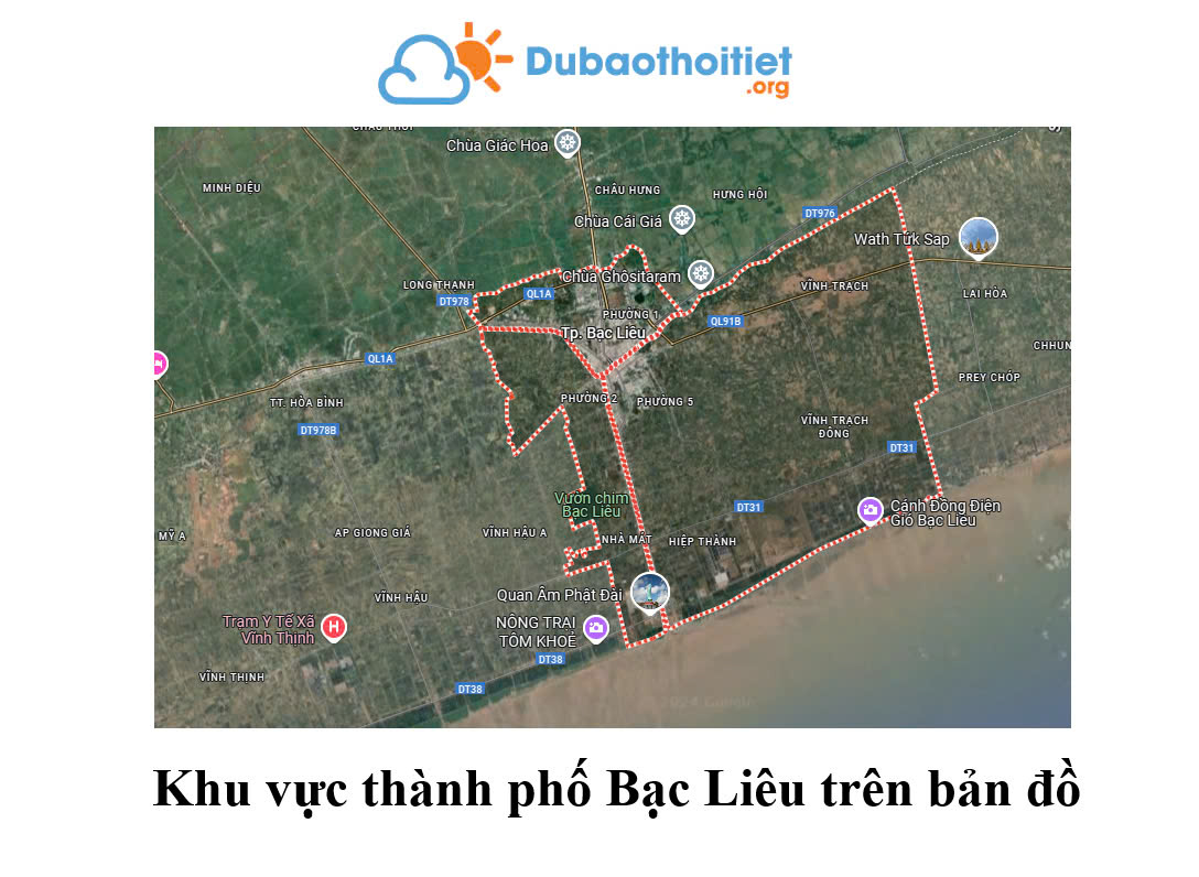 Khu vực Bạc Liêu trên bản đồ