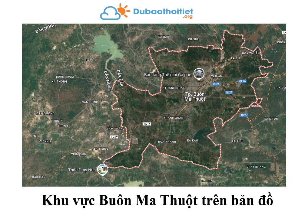 Khu vực Buôn Ma Thuột trên bản đồ