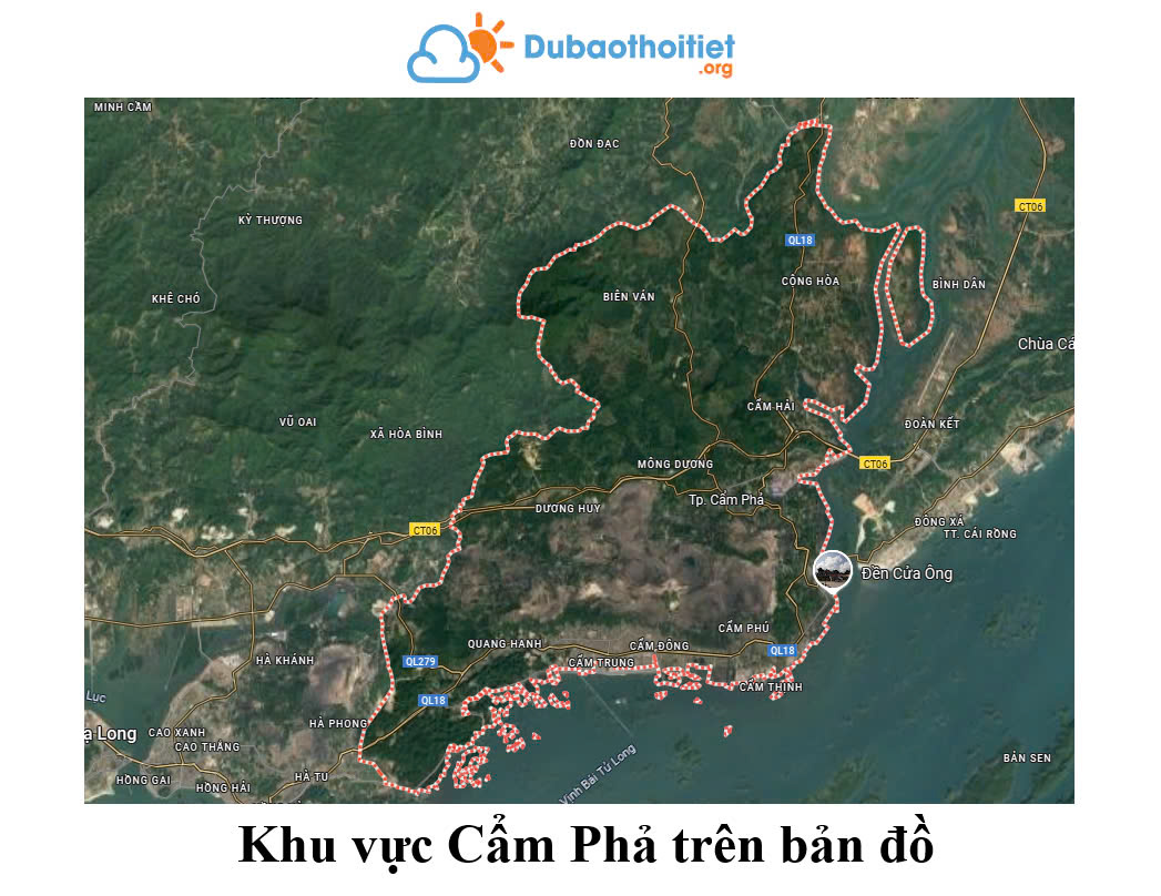 Khu vực Cẩm Phả trên bản đồ
