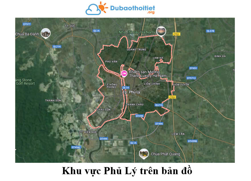 Khu vực Phủ Lý trên bản đồ