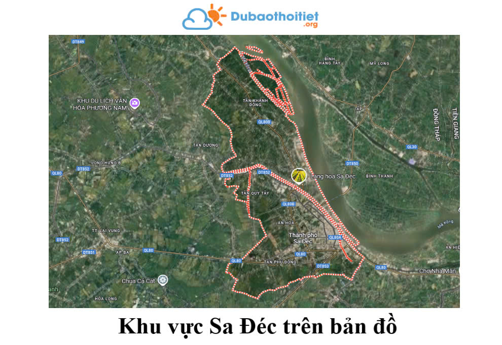 Khu vực Sa Đéc trên bản đồ