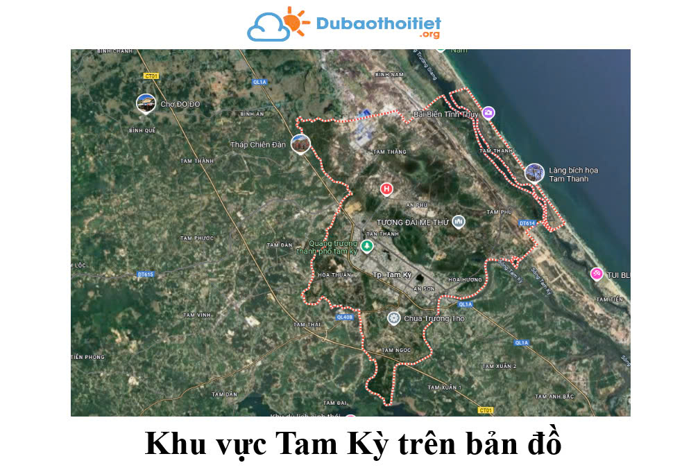 Khu vực Tam Kỳ trên bản đồ