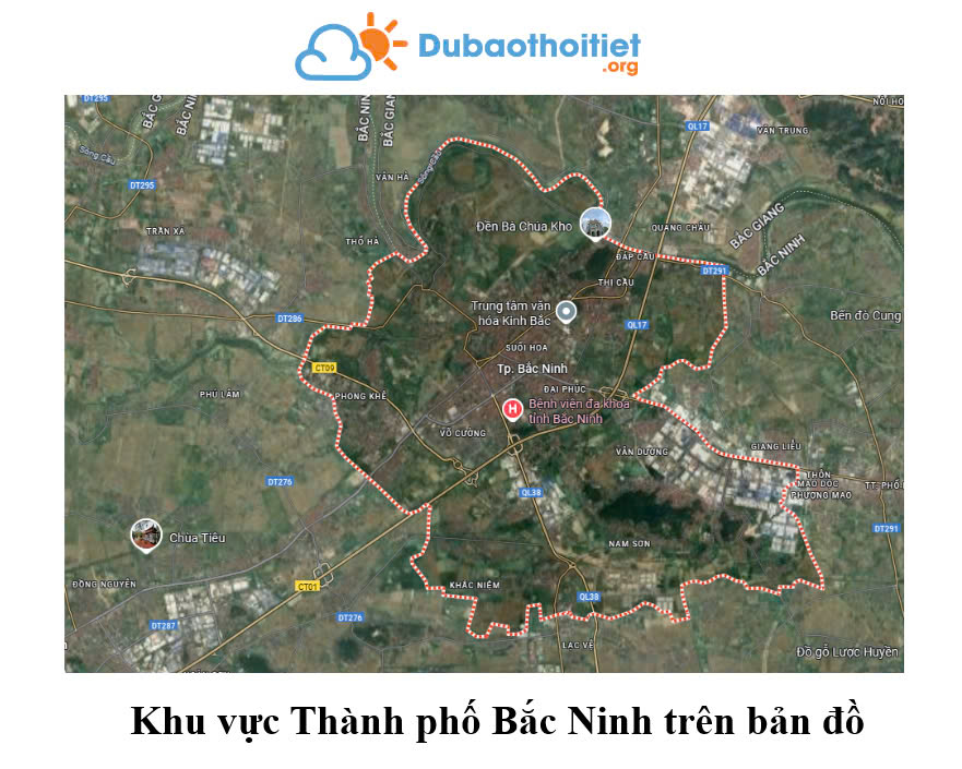 Khu vực Thành phố Bắc Ninh trên bản đồ