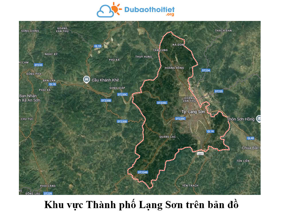 Khu vực Thành phố Lạng Sơn trên bản đồ