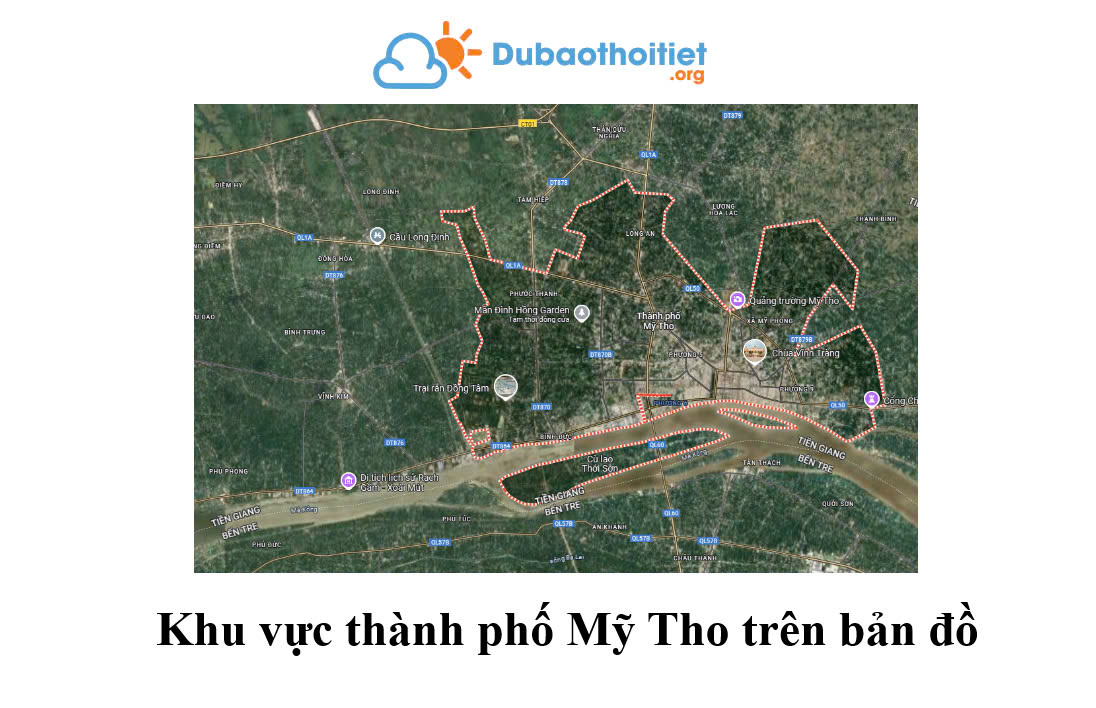 Khu vực thành phố Mỹ Tho trên bản đồ