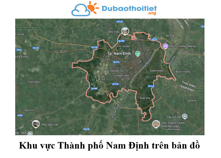 Khu vực thành phố Nam Định trên bản đồ