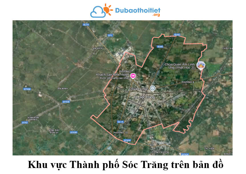 Khu vực thành phố Sóc Trăng trên bản đồ
