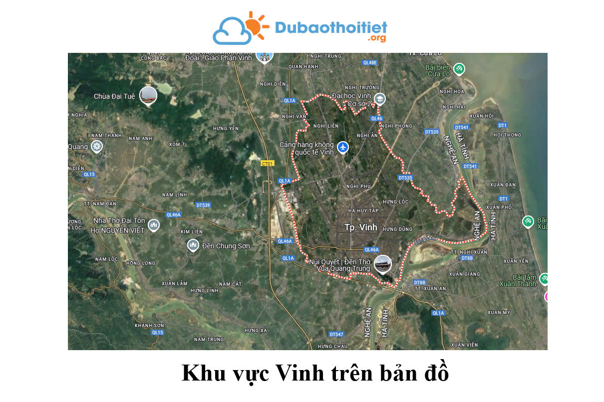 Khu vực Vinh trên bản đồ