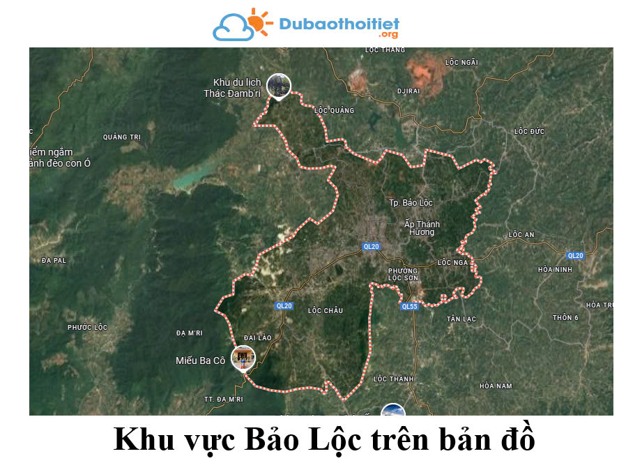 Khu vực Bảo Lộc trên bản đồ