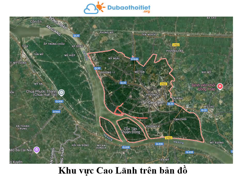 Khu vực Cao Lãnh trên bản đồ
