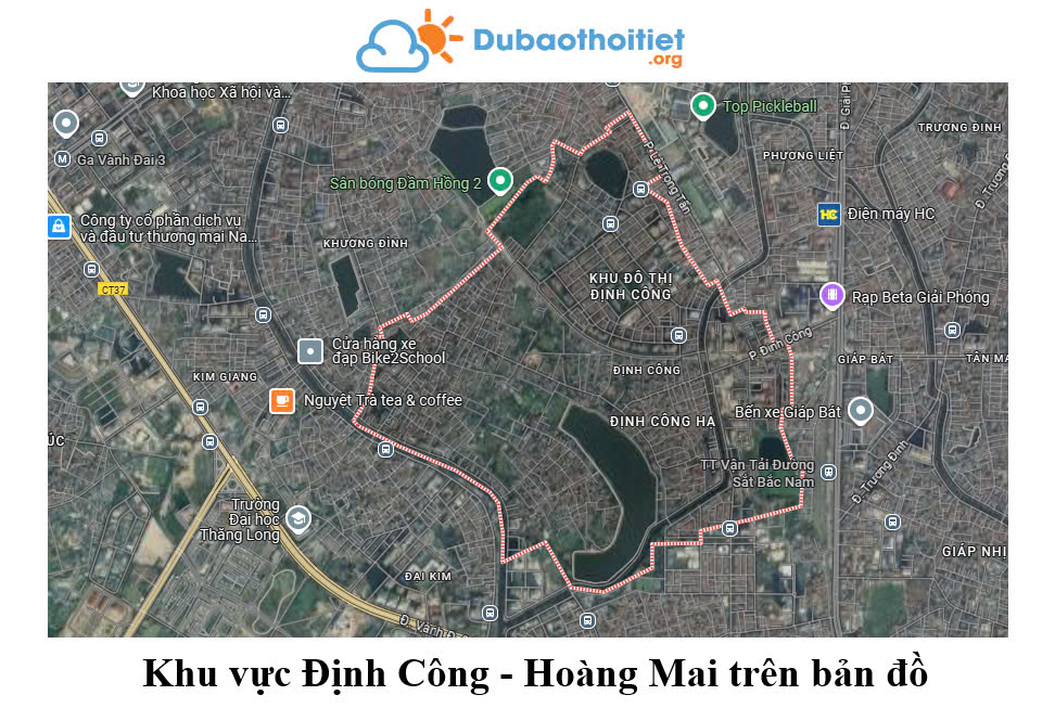 Khu vực Định Công - Hoàng Mai trên bản đồ