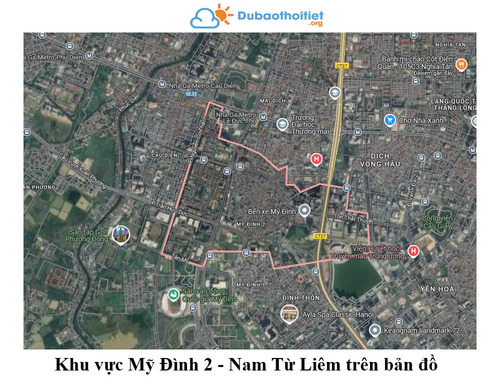 Khu vực Mỹ Đình 2 - Nam Từ Liêm trên bản đồ