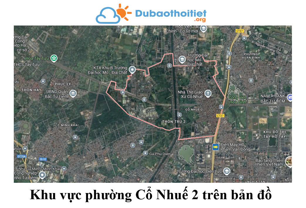 Khu vực phường Cổ Nhuế 2 trên bản đồ