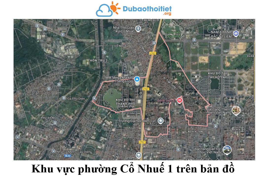 Khu vực phường Cổ Nhuế 1 trên bản đồ