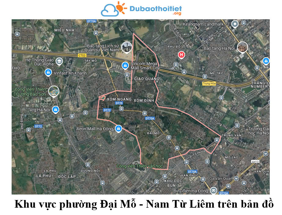 Khu vực phường Đại Mỗ - Nam Từ Liêm trên bản đồ