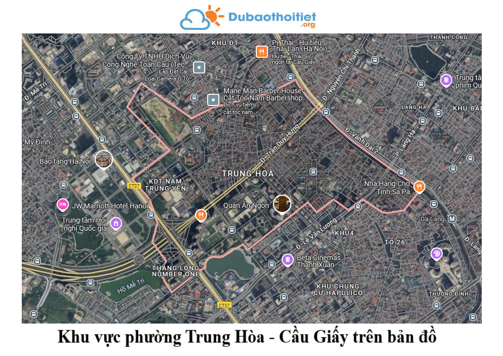 Khu vực phường Trung Hòa - Cầu Giấy trên bản đồ