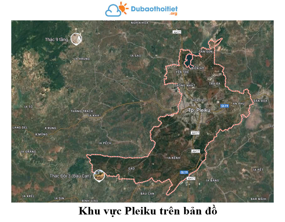 Khu vực Pleiku trên bản đồ