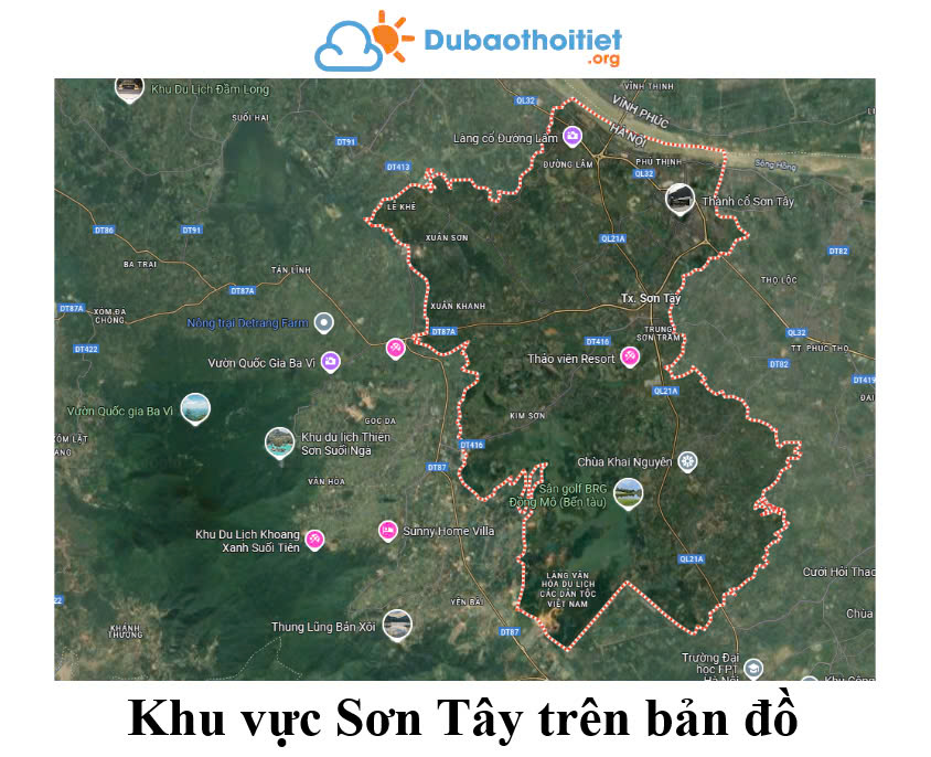 Khu vực Sơn Tây trên bản đồ