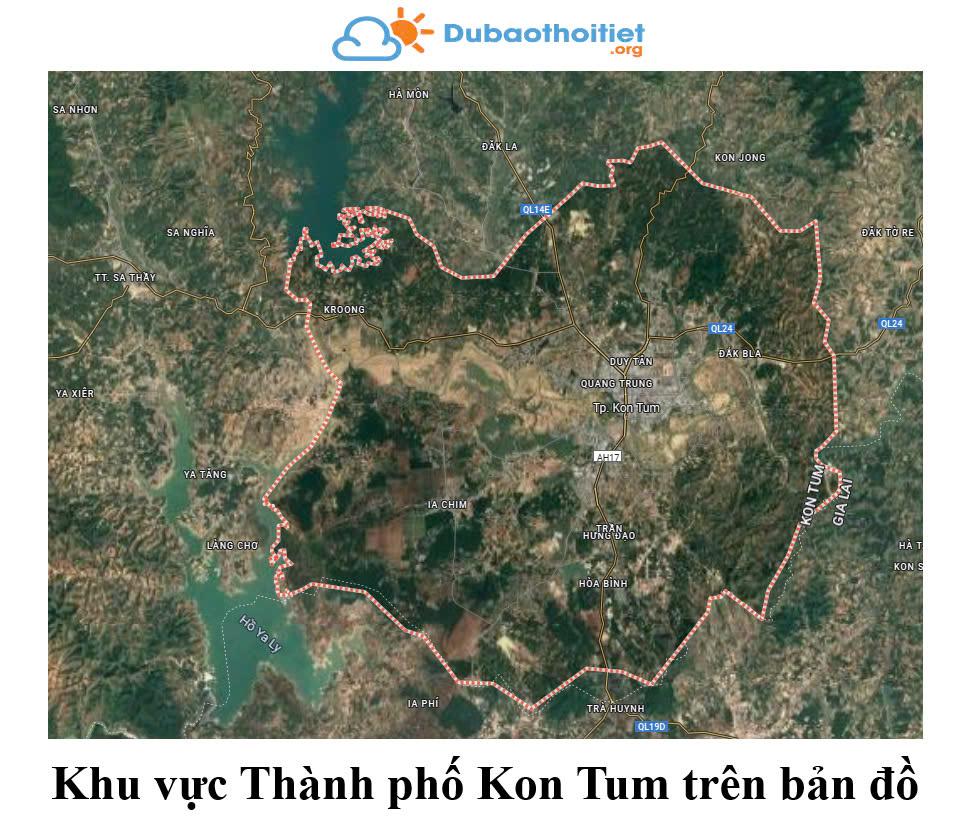 Khu vực thành phố Kon Tum trên bản đồ
