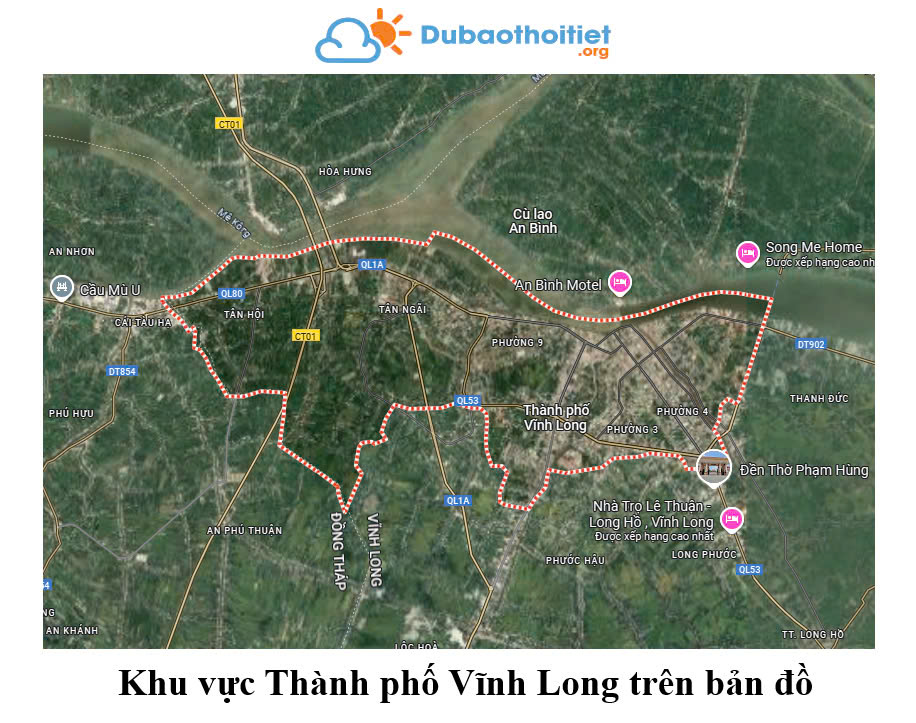 Khu vực Thành phố Vĩnh Long trên bản đồ