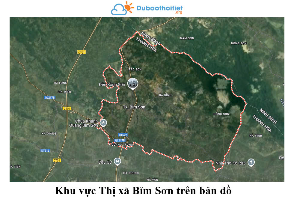 Khu vực Thị xã Bỉm Sơn trên bản đồ