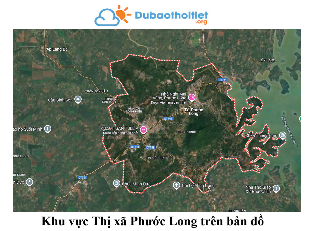 Khu vực Thị xã Phước Long trên bản đồ