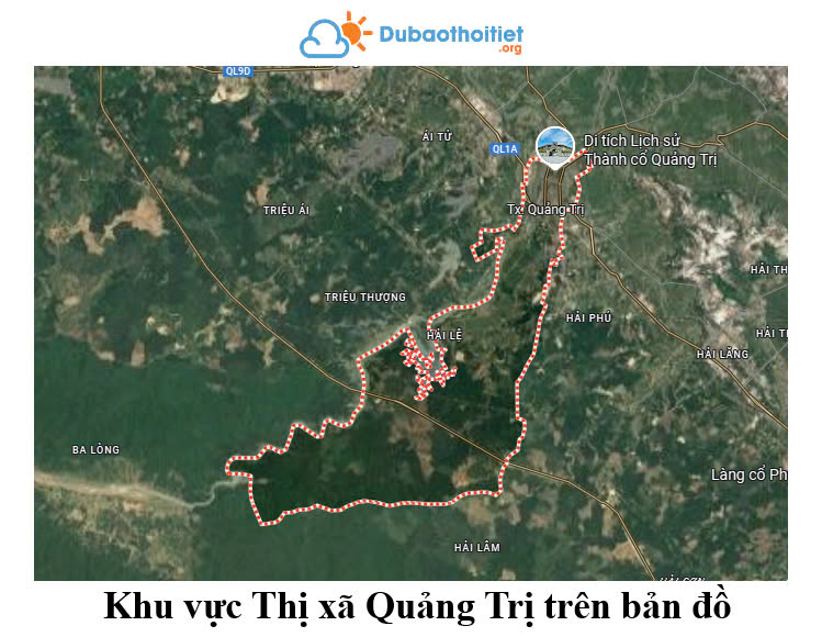 Khu vực Thị xã Quảng Trị trên bản đồ