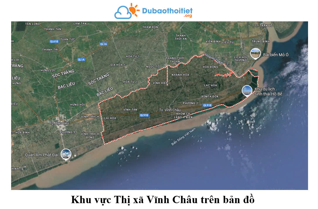 Khu vực Thị xã Vĩnh Châu trên bản đồ
