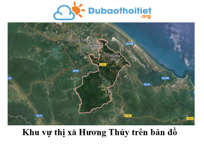 Khu vực thị xã Hương Thủy trên bản đồ