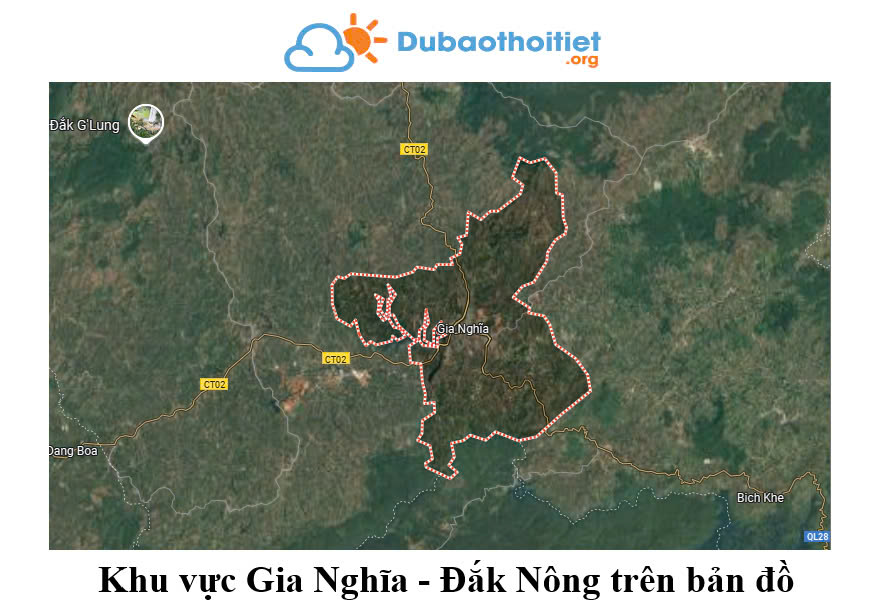 Khu vực Gia Nghĩa - Đắk Nông trên bản đồ