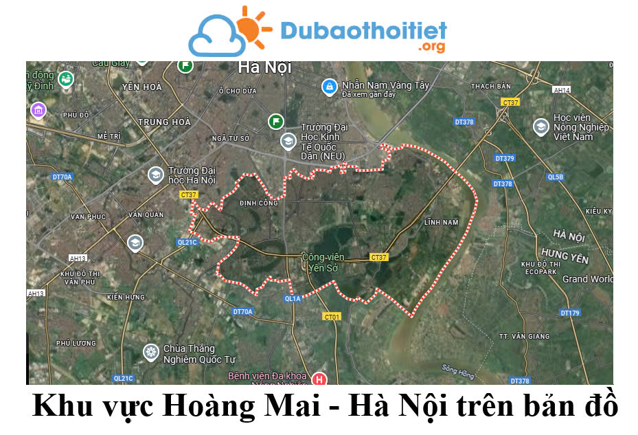 Khu vực Hoàng Mai - Hà Nội trên bản đồ