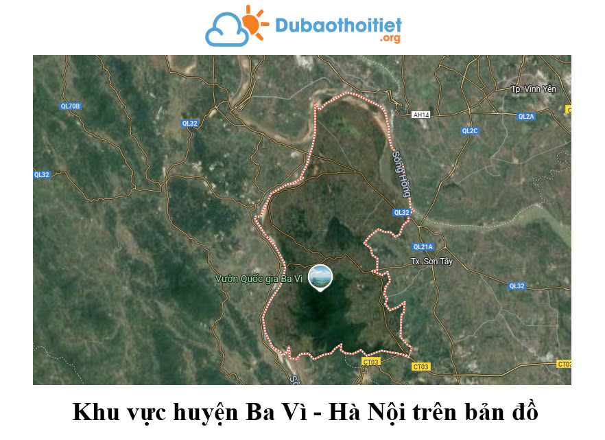 Khu vực huyện Ba Vì - Hà Nội trên bản đồ