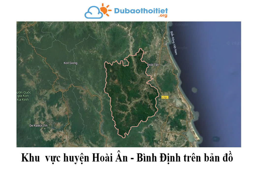 Khu vực huyện Hoài Ân - Bình Định trên bản đồ