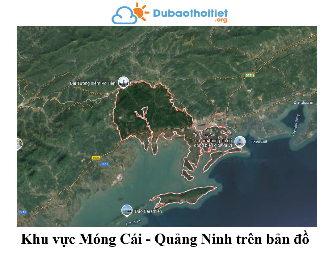 Khu vực Móng Cái - Quảng Ninh trên bản đồ