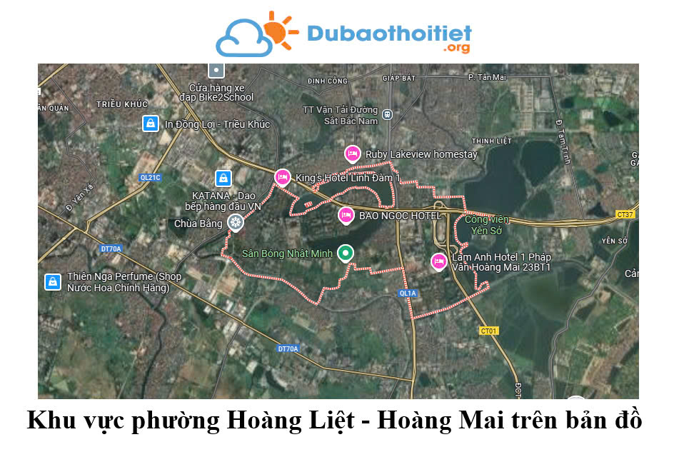 Khu vực phường Hoàng Liệt - Hoàng Mai trên bản đồ