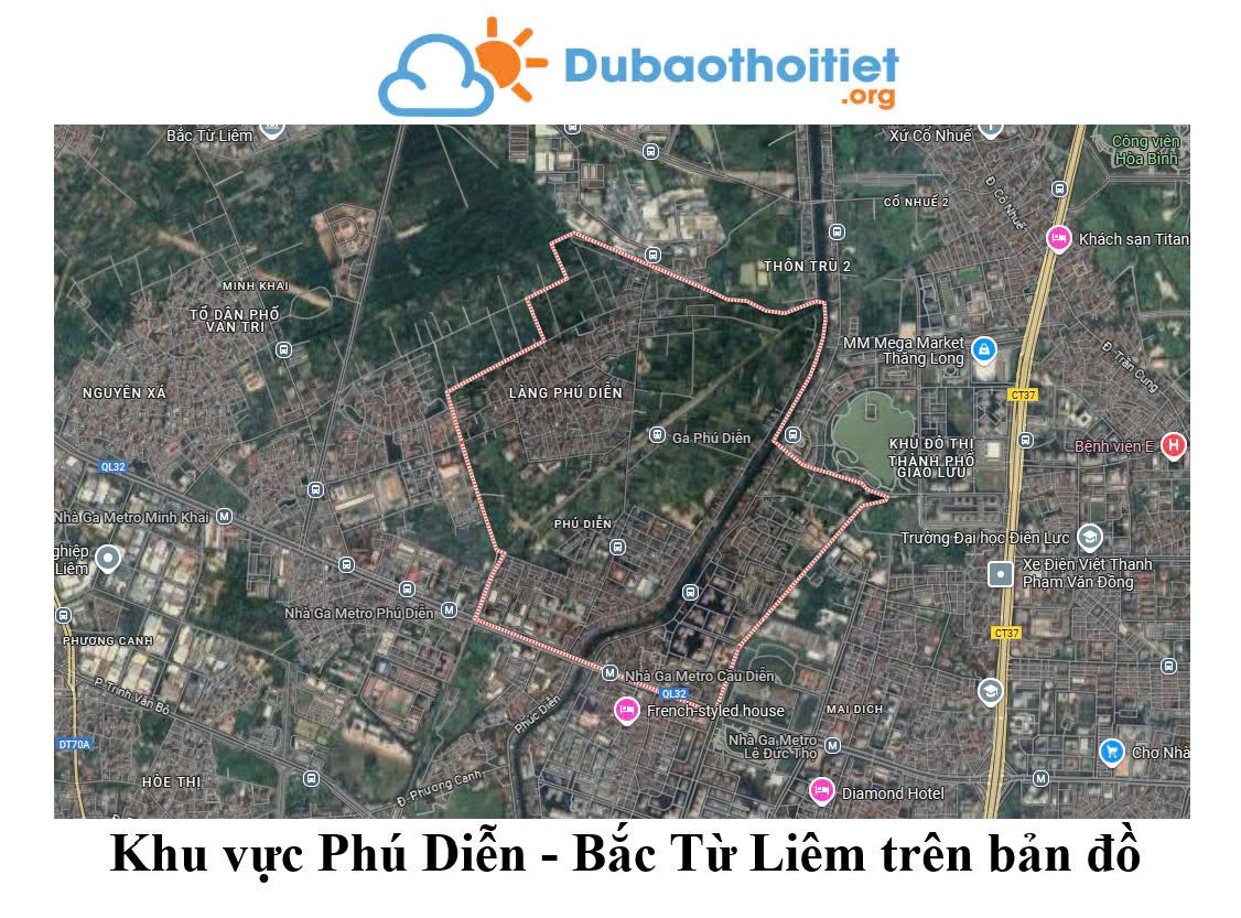Khu vực Phú Diễn - Bắc Từ Liêm trên bản đồ