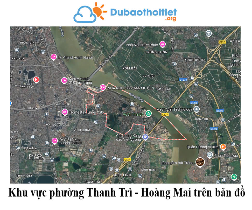 Khu vực phường Thanh Trì - Hoàng Mai trên bản đồ