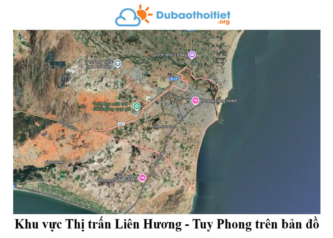 Khu vực thị trấn Liên Hương - Tuy Phong trên bản đồ