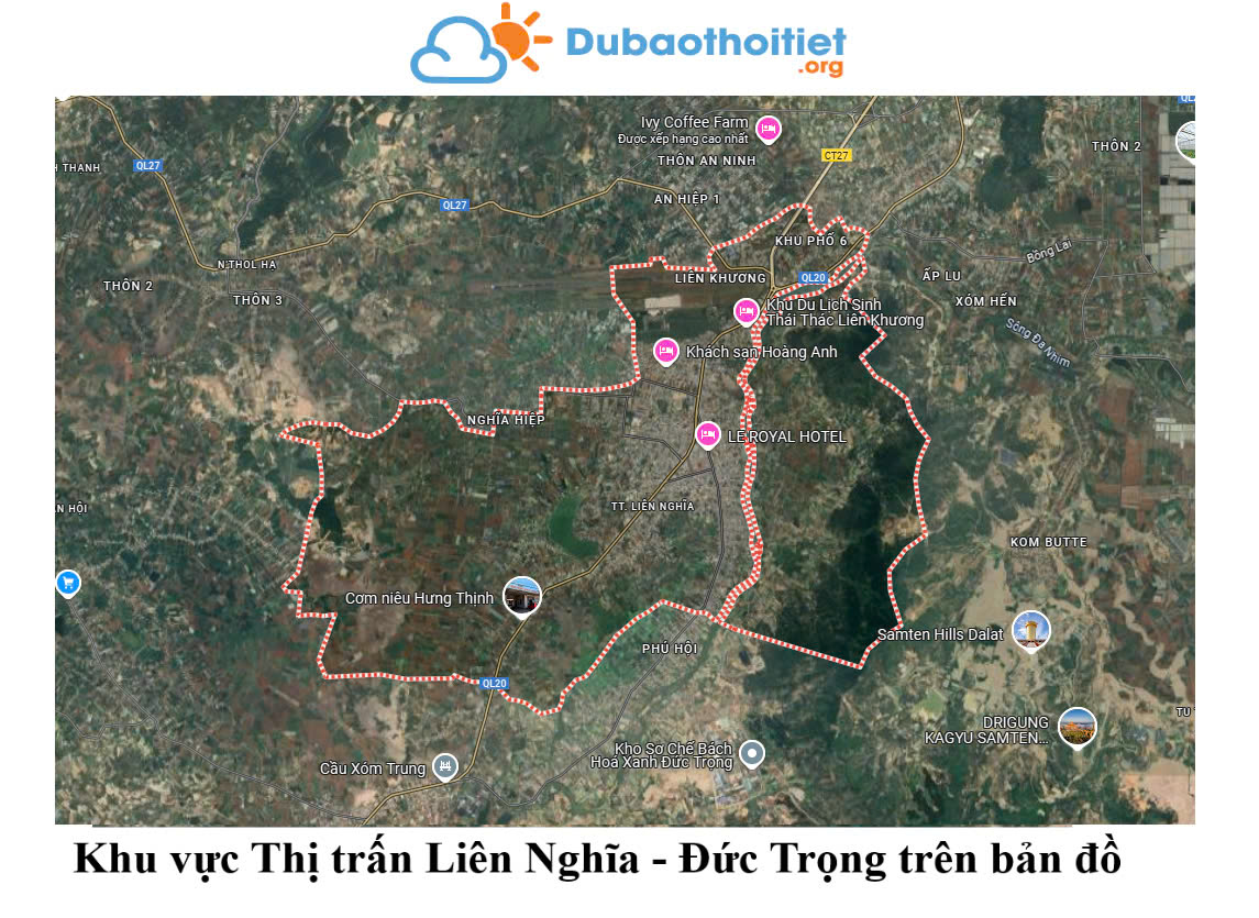 Khu vực Thị trấn Liên Nghĩa - Đức Trọng trên bản đồ
