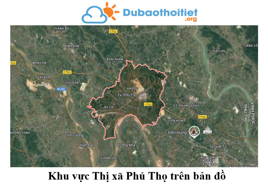 Khu vực Thị xã Phú Thọ trên bản đồ