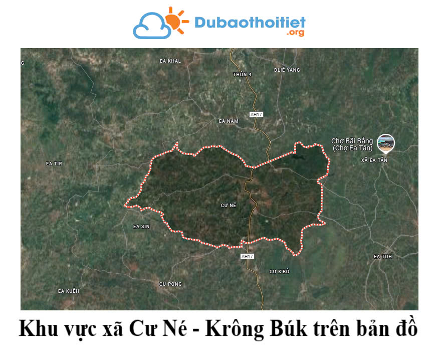 Khu vực xã Cư Né - Krông Búk trên bản đồ