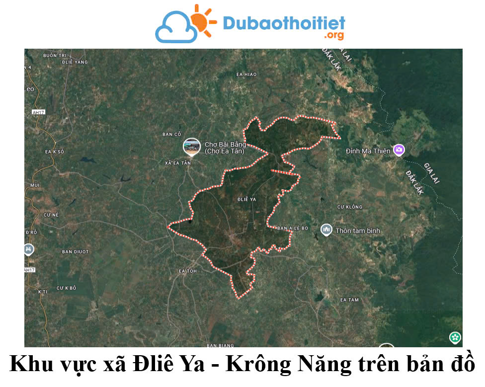 Khu vực xã Đliê Ya - Krông Năng trên bản đồ