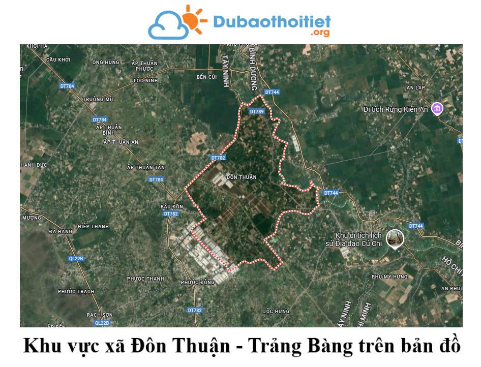 Khu vực xã Đôn Thuận - Trạng Bàng trên bản đồ