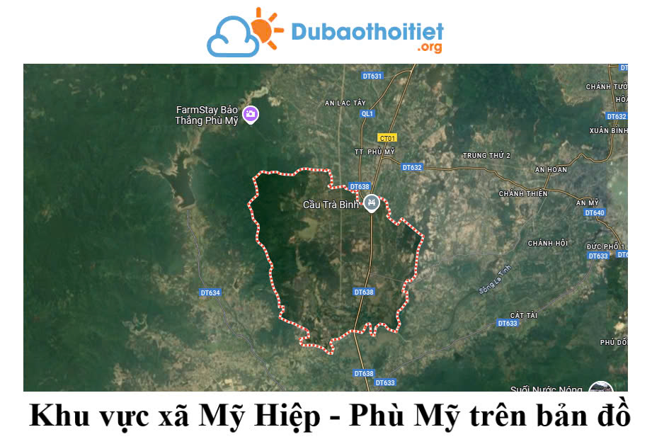 Khu vực xã Mỹ Hiệp - Phù Mỹ trên bản đồ