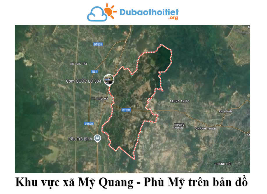 Khu vực xã Mỹ Quang - Phù Mỹ trên bản đồ