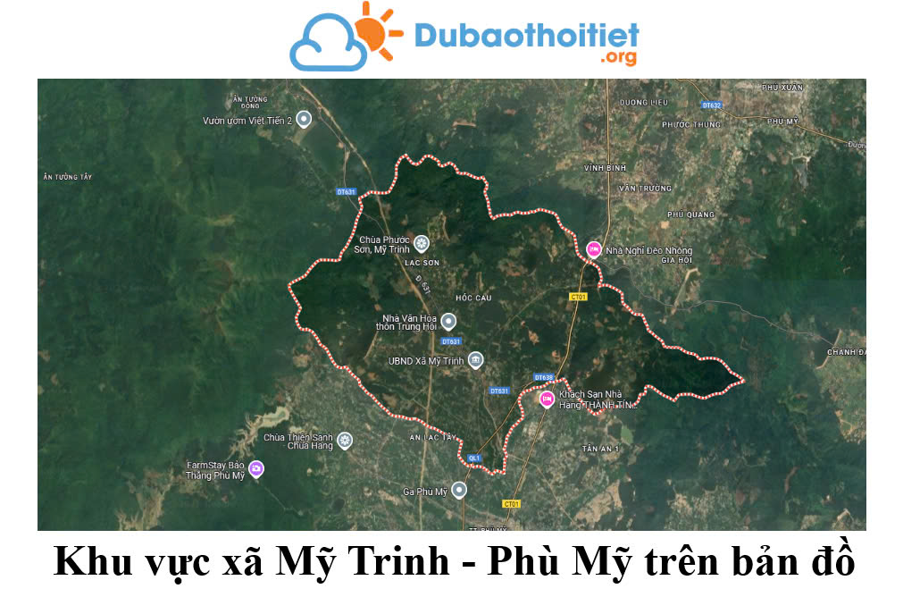 Khu vực xã Mỹ Trinh - Phù Mỹ trên bản đồ