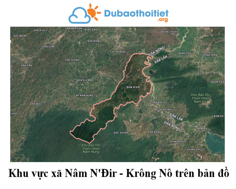 Khu vực xã xã Nâm N'Đir - Krông Nô trên bản đồ