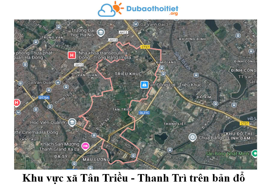 Khu vực xã Tân Triều - Thanh Trì trên bản đồ