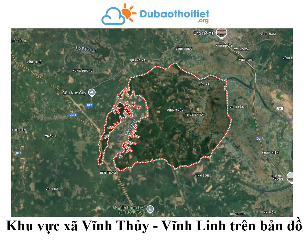 Khu vực xã Vĩnh Thủy - Vĩnh Linh trên bản đồ