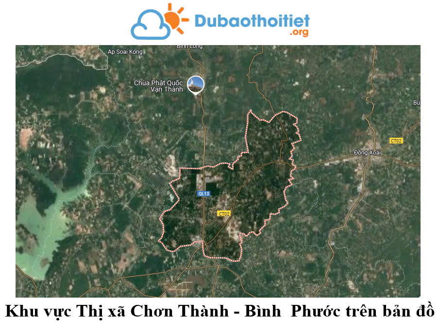 Khu vực Thị xã Chơn Thành - Bình Phước trên bản đồ